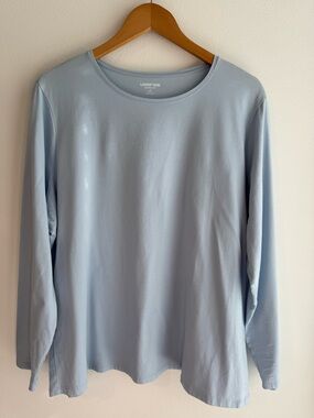 Lands' End Light Blue Long Sleeve Tee - Crewneck 2X